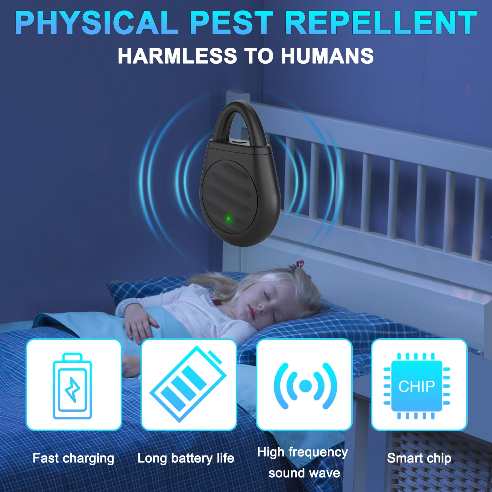 Dispositivo repellente per zanzare a ultrasuoni 2 PZ - Attrezzatura portatile fisica sonica anti-zanzare, repellente per parassiti a ultrasuoni elettronico versatile e affidabile per interni, esterni