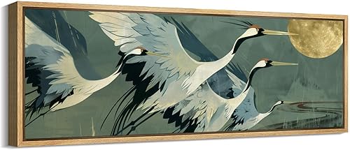 Miniatura 42 de MUDECOR Lienzo enmarcado extra grande para pared, tonos neutros suaves, naturaleza, vida silvestre, antiguo, retro, bellas ilustraciones,