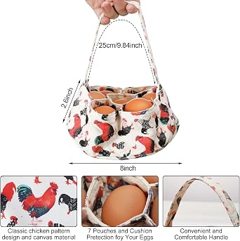 2 Pcs Egg Collecting Apron Chicken Egg Gathering Basket with 7 Pouches Holding Apron with 15 Pockets for Chicken Duck Goose Eggs