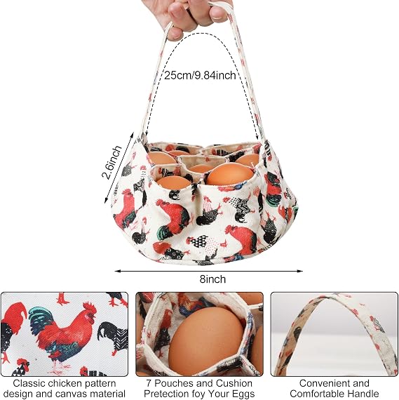 2 Pcs Egg Collecting Apron Chicken Egg Gathering Basket with 7 Pouches Holding Apron with 15 Pockets for Chicken Duck Goose Eggs
