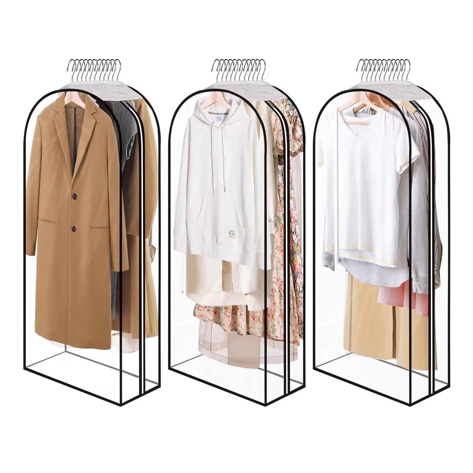 DFGHNBVC 10" Clear Gusseted Garment Bags For Closet Storage - Suit, Shirt, Coat, Dress Protection,White-130Cm/51In