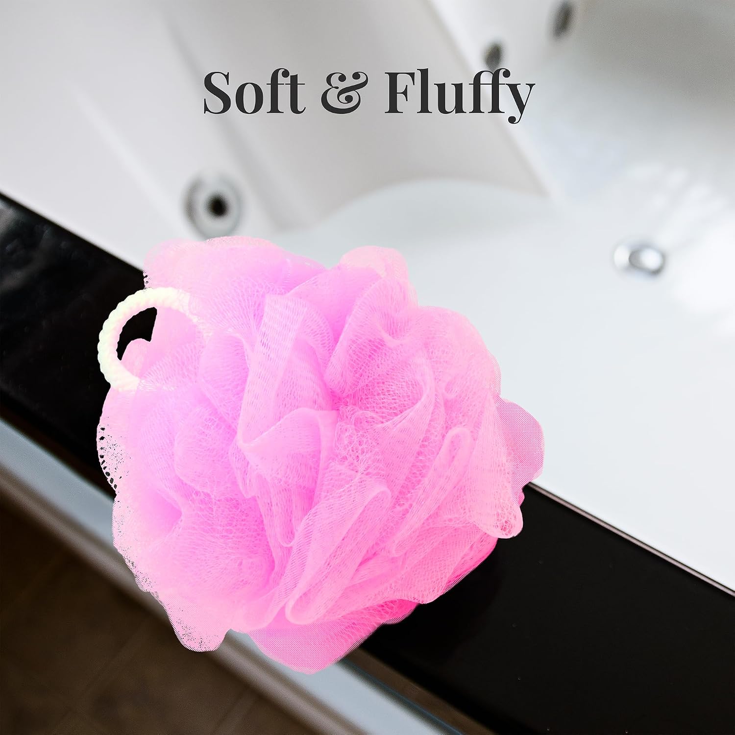 Premium Loofah Bath Sponge 3 Pack – Full-Size 60g - Pink image 3