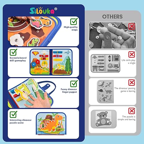 Miniatura 3 de Silouka Juguete Montessori para niños pequeños de 1, 2, 3, 4 años, tabla de aprendizaje para niños pequeños de 2 a 4 años, libro Montessori