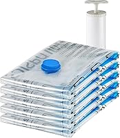 Vista 11 de Yaxa Basics - Bolsas de almacenamiento de compresión al vacío para ahorrar espacio con bomba de mano para empacar ropa, tamaño extragrande