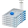Amazon Basics Vacuum Storage Bags, Compression Space Saving for Clothes and Linens, Reusable with Hand Pump, Large, Clear, 5-Pack