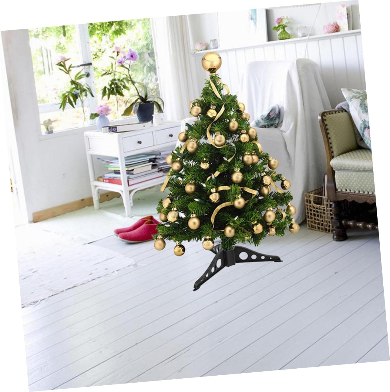 10pcs Black Xmas Tree Stand Set Artificial Christmas Tree Base Holder Support Rack for Indoor Holiday Decoration