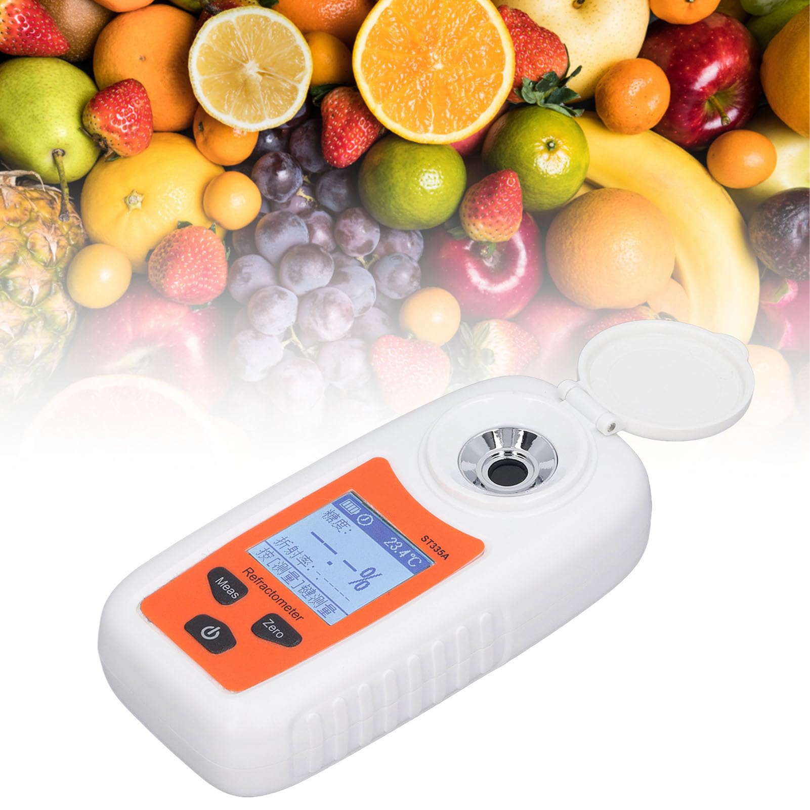 Cocoarm Medidor de Azúcar de Mano, Medidor de Azúcar de Frutas Digital ABS, Rango de Contenido de de 0 a 55, Pantalla LCD 3 en 1 de Refracción óptica ATC para Productores de Pruebas de Jugo de