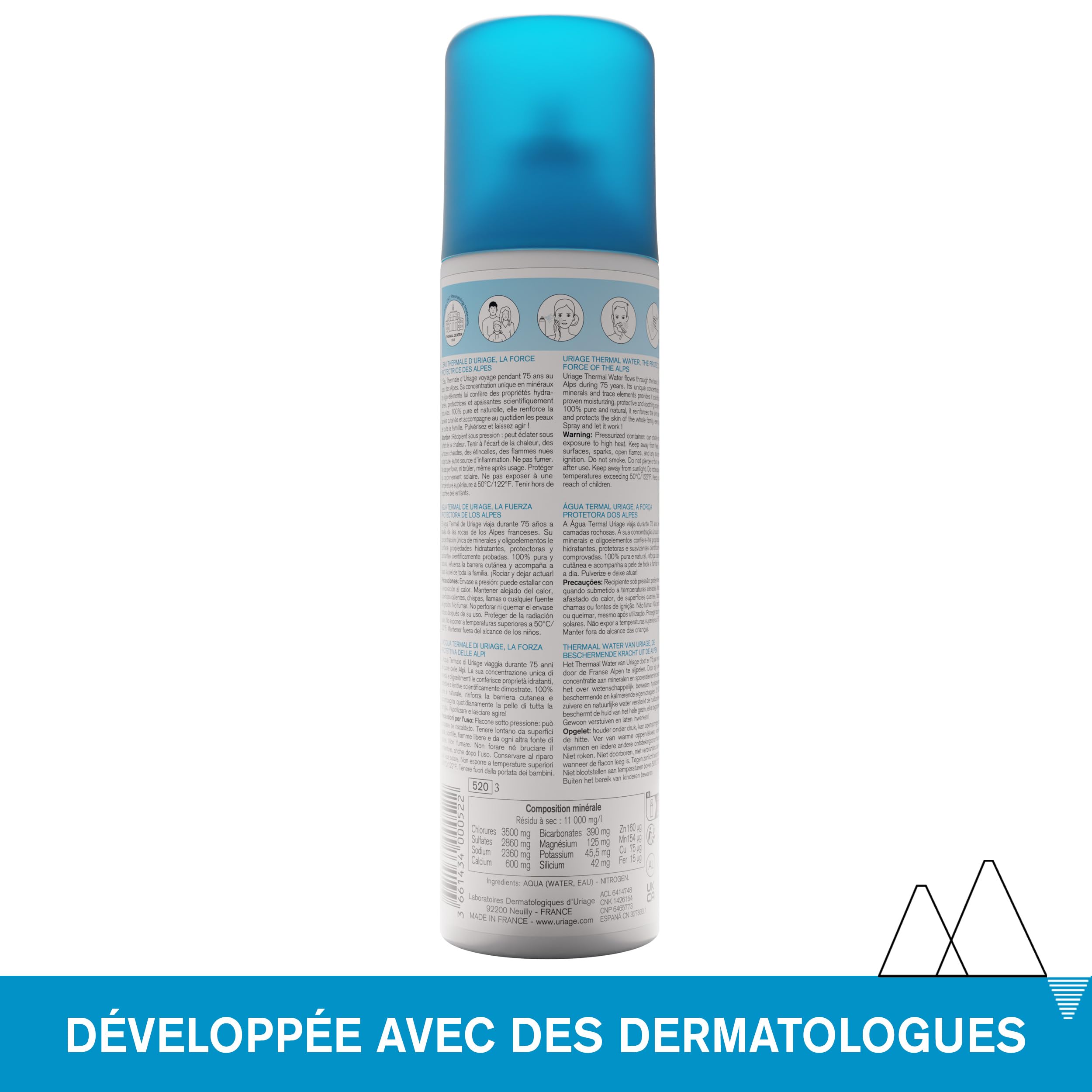 URIAGE EAU THERMALE D'URIAGE Spray - 100% Pura E Naturale - 32% Di Idratazione Dopo 1 Ora - Idrata - Lenisce - Protegge - Spray Fresco - Multiuso - Per Tutta La Famiglia