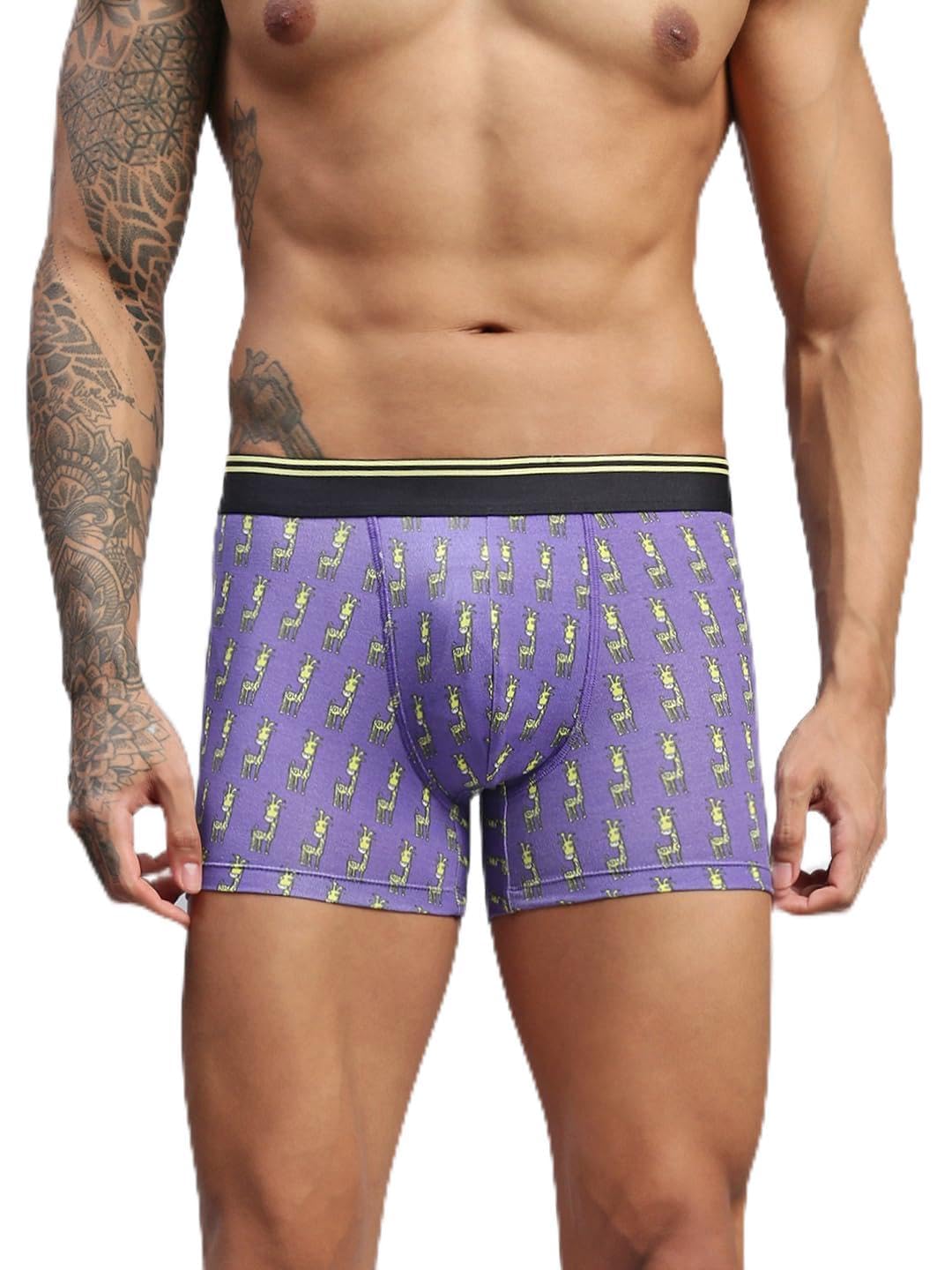 Men's Modal Printed Trunks - Funky Giraffe-image-2