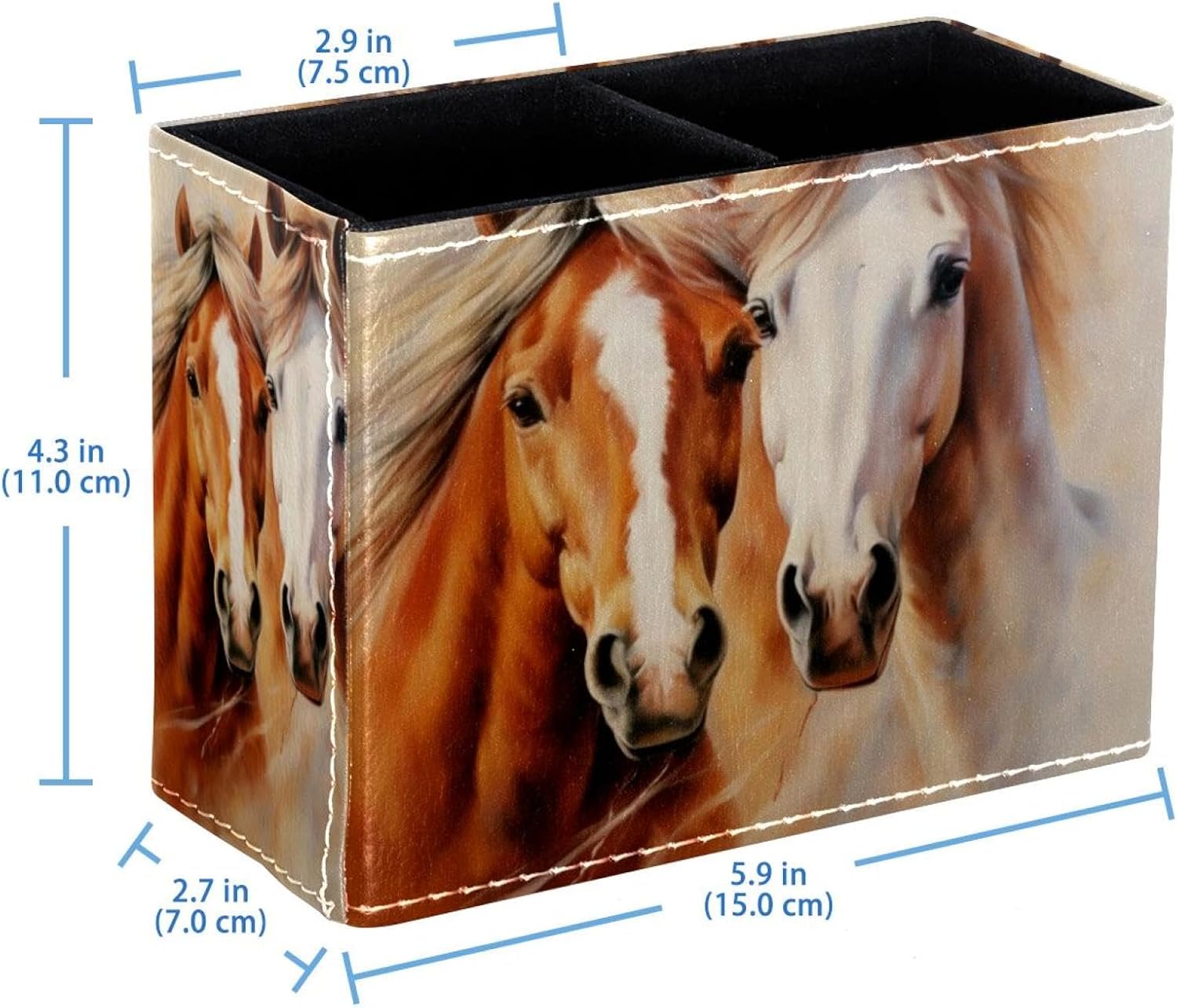 Horse Pencil Holder with 2 Compartments for Office Home image 4