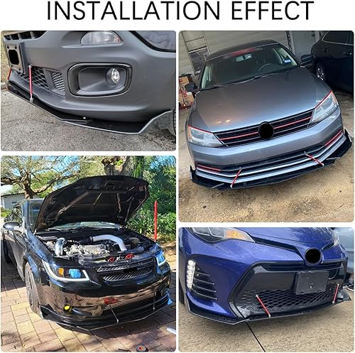 Miniatura 4 de DREAMIZER Alerón Universal para Labio de Parachoques Delantero con Varilla de Puntal Alerón Ala Kit de Carrocería Ancha Alerón con Varillas