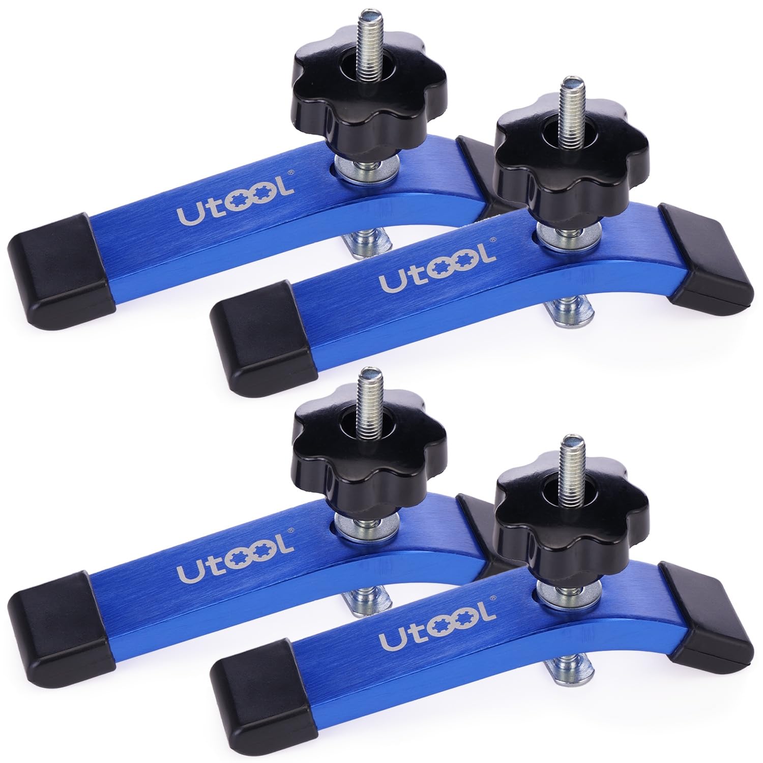 UTOOL 4 Pack T-Track Hold Down Clamps Kit with 3-1/2" T-Bolts, 6-1/3" L x 1-1/5" Width, Heavy Duty Anodized Clamps for Woodworking, Starlight Blue