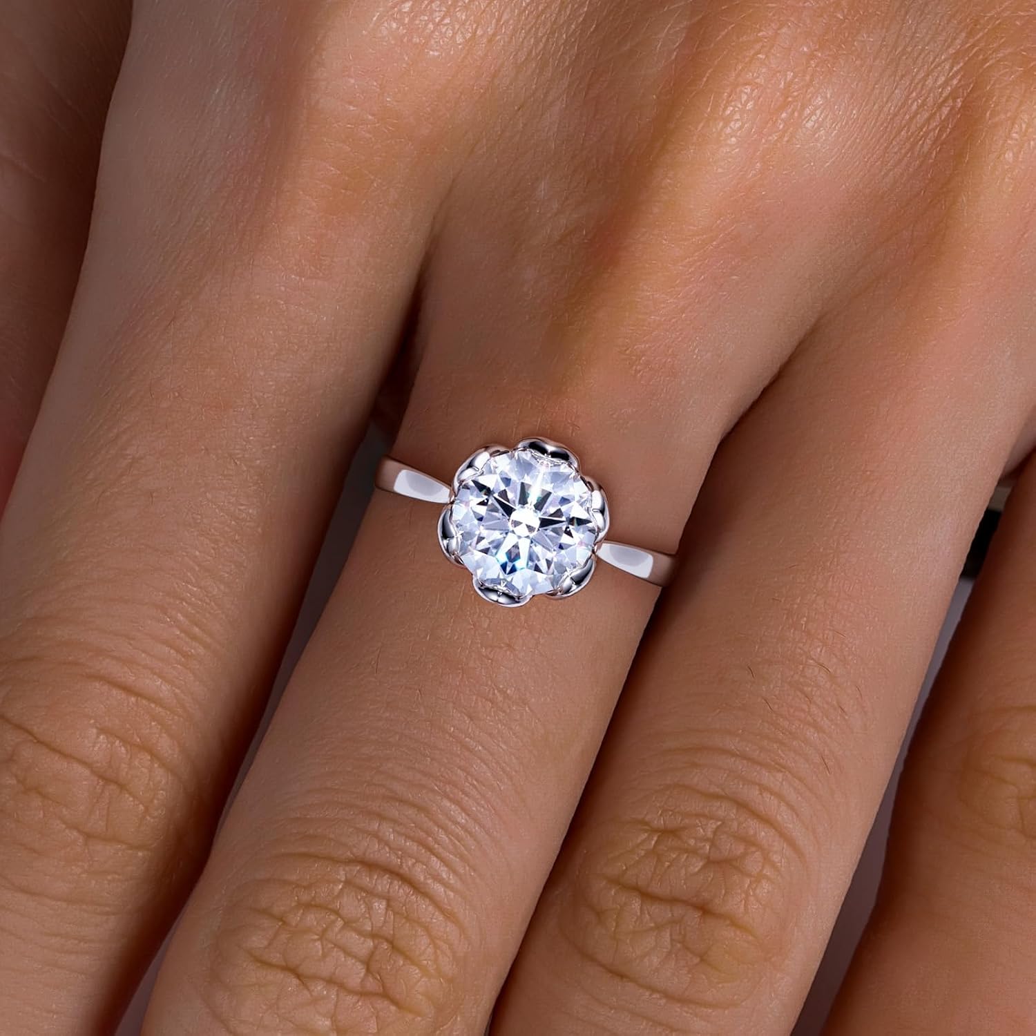 Moissanite Solitaire Promise 3CT Flower Halo Ring D Color VVS1 S925 Sterling Silver Wedding Engagement Rings for Women with Certificate Elegant Gift Packed