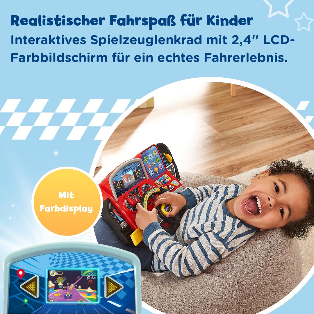 VTech Abenteuer Lernlenkrad – Interaktives LCD-Steuer für Kinder 3-7