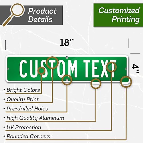 Miniatura 9 de My Sign Center - Letrero de calle personalizado, 8 colores, opción reflectante, montaje de 4 x 18 pulgadas, grueso libre de óxido, fabricado en