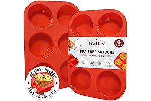 Walfos Silicone Muffin Pan, 6-Cup Nonstick Baking Cups
