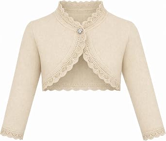 Lilax Little Girls Knit Long Sleeve Button Closure Bolero Cardigan Shrug
