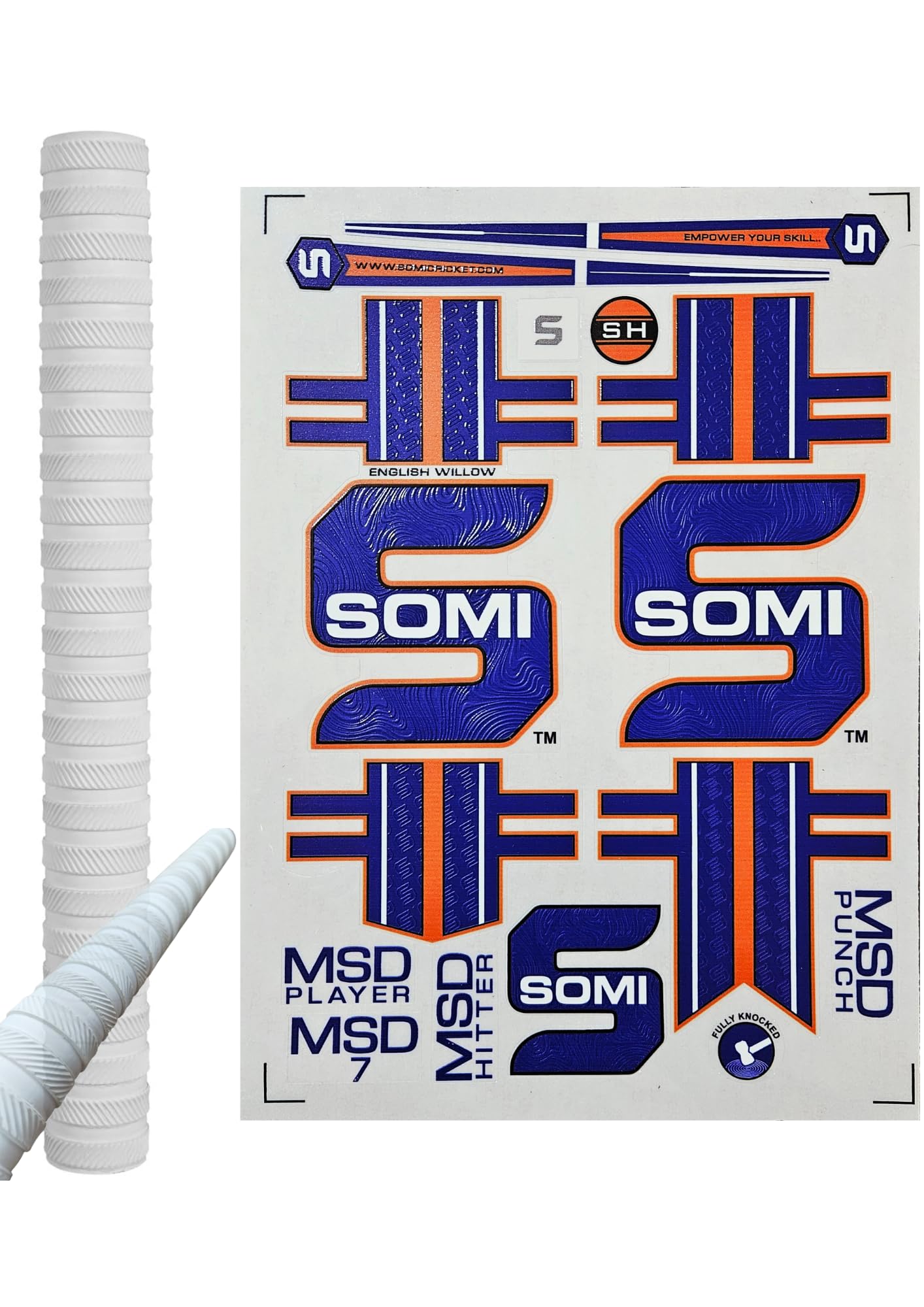 Cottontail Cricket Bat Sticker & Grip Combo English Willow 4D Digital | Protection Accessories Scuff tape Ring Chevron Grip SOMI DHONI 7-image-27
