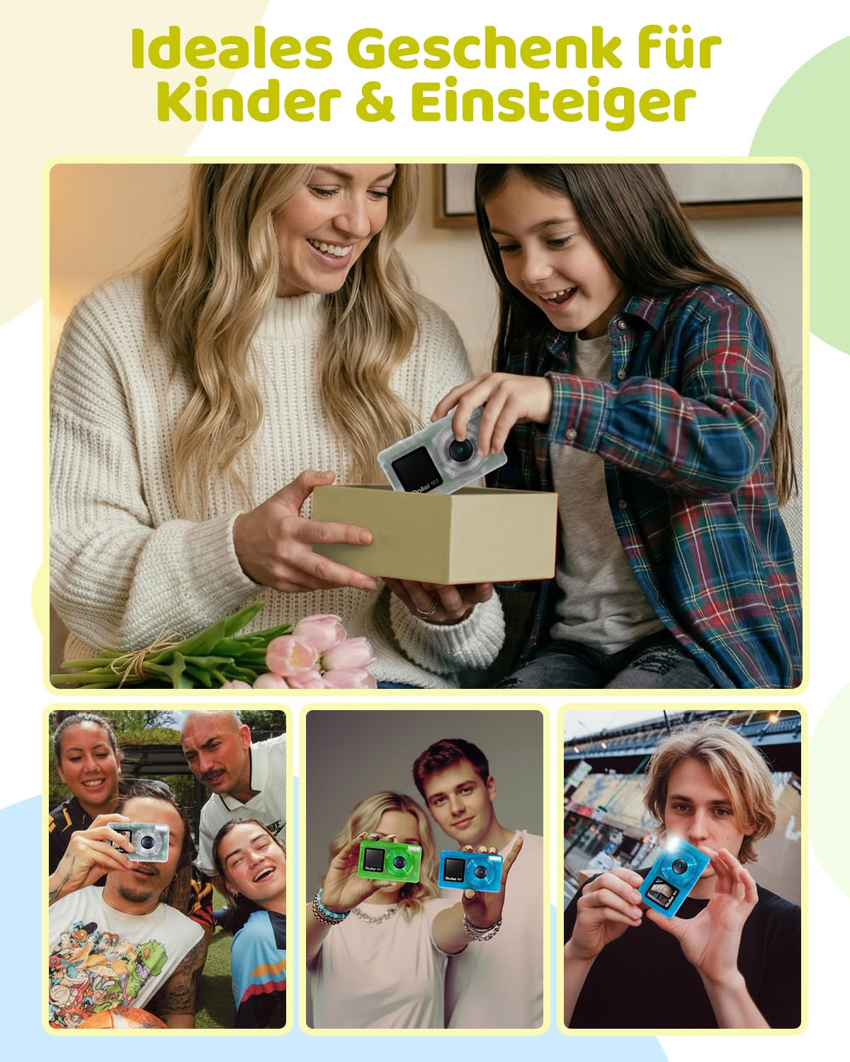 Rollei Compactline Pocket Transparent Blau Digitalkamera 48MP 4K Dual Screen 18X Digital Zoom Kompakte Kamera für Kinder Anfänger
