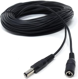 20m 5.5mm x 2.1mm DC Power Plug to Socket Male to Female CCTV LED Modem Router Music Instruments Extension Lead Cable 65ft Black