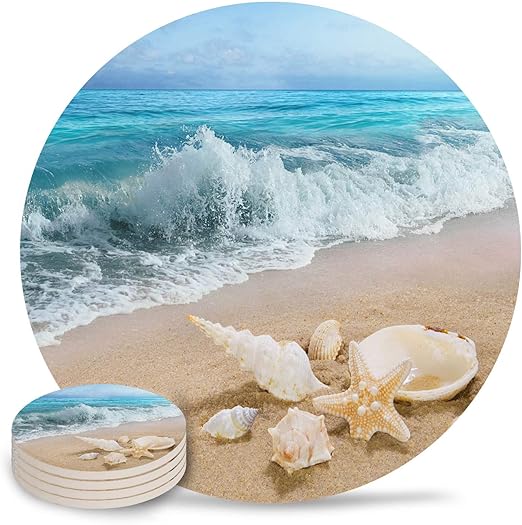 Amazon コースター 吸水カップマット おしゃれ 4枚 セット ビーチ砂浜 海 ビーチ ヒトデ 貝殻 お茶パッド マグ パッド 茶托 コルク裏面 丸型 断熱 防水 速乾 滑り止め 家庭用 オフィス用 新築祝い 贈り物 コースター オンライン通販 Amazon コースター 吸水カップマット おしゃれ 4枚 セット ビーチ砂浜 海 ビーチ ヒトデ 貝殻 お茶パッド マグ パッド 茶托 コルク裏面 丸型 断熱 防水 速乾 滑り止め 家庭用 オフィス用 新築祝い 贈り物 コースター オンライン通販