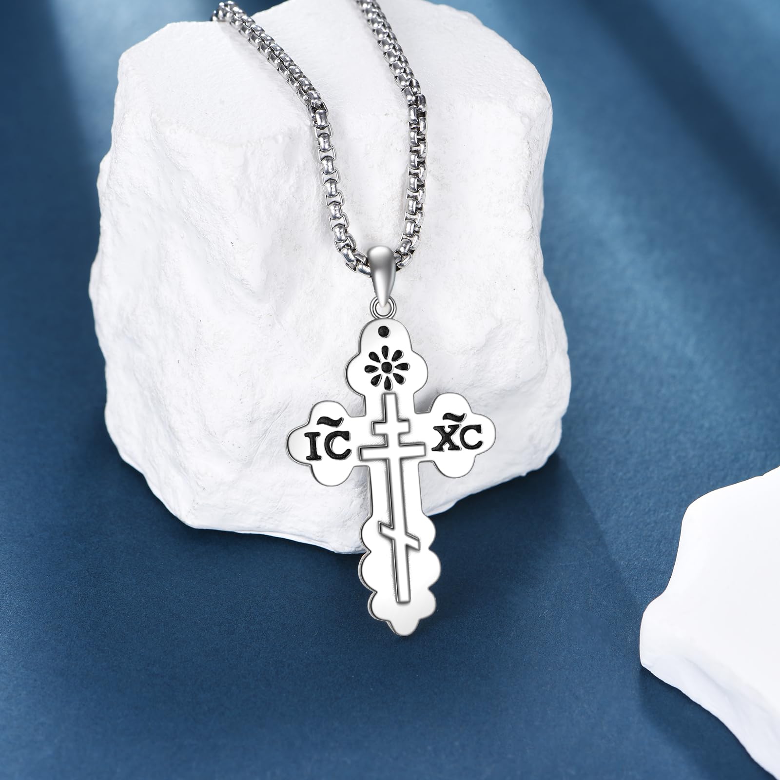 VONALA Orthodoxe Kreuz-Halskette für Damen, 925er Sterlingsilber, orthodoxer Anhänger, religiöses Amulett, Schmuckgeschenk für Familie und Freunde
