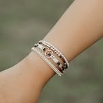 Boho Wrap Bracelets Leather Cuff Bangle Gold Beaded Bracelets for Women Stackable Infinity Bracelets Jewelry with Magnetic Clasp