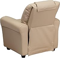 Vista 8 de Flash Furniture - Sillón reclinable contemporáneo para niños, color beige vinilo con base para vasos y reposacabezas