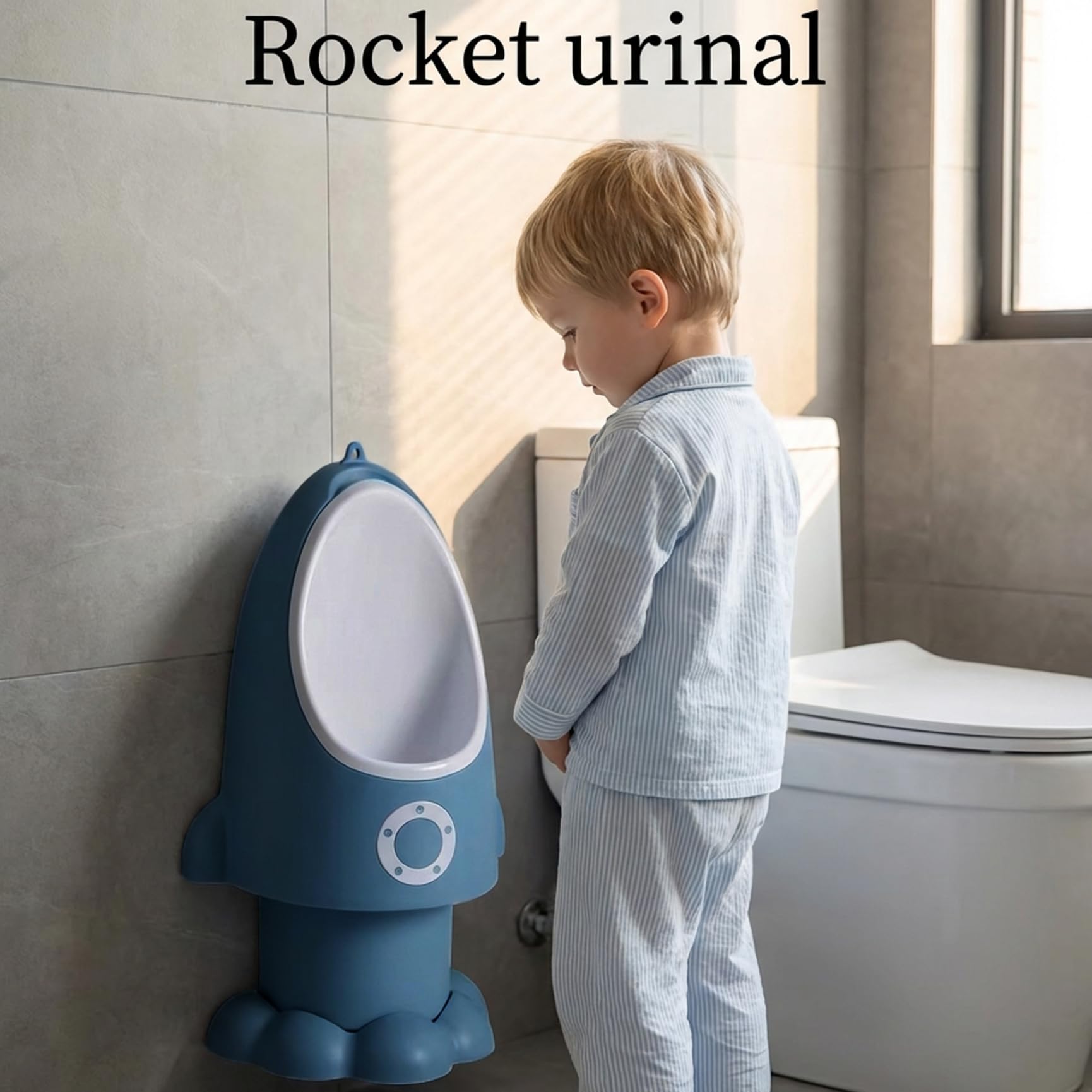 Töpfchentraining-Urinal für Kleinkinder verstellbares spritzsicheres Baby-Töpfchen mit lustiger Cartoon-Form zum Aufhängen/Stehen leicht zu reinigen für Jungen Dunkelblau