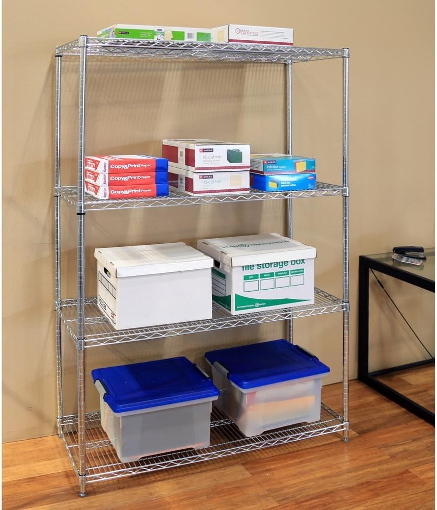 Seville Classics 4-Tier UltraZinc NSF Steel Wire Shelving, 18" D x 48" W x 72" H