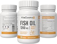 Vista 5 de Aceite de pescado omega-3 de 1560 mg, triple fuerza EPA y DHA, 120 cápsulas blandas, 60 porciones, sin gluten, sin OMG y apto para vegetarianos