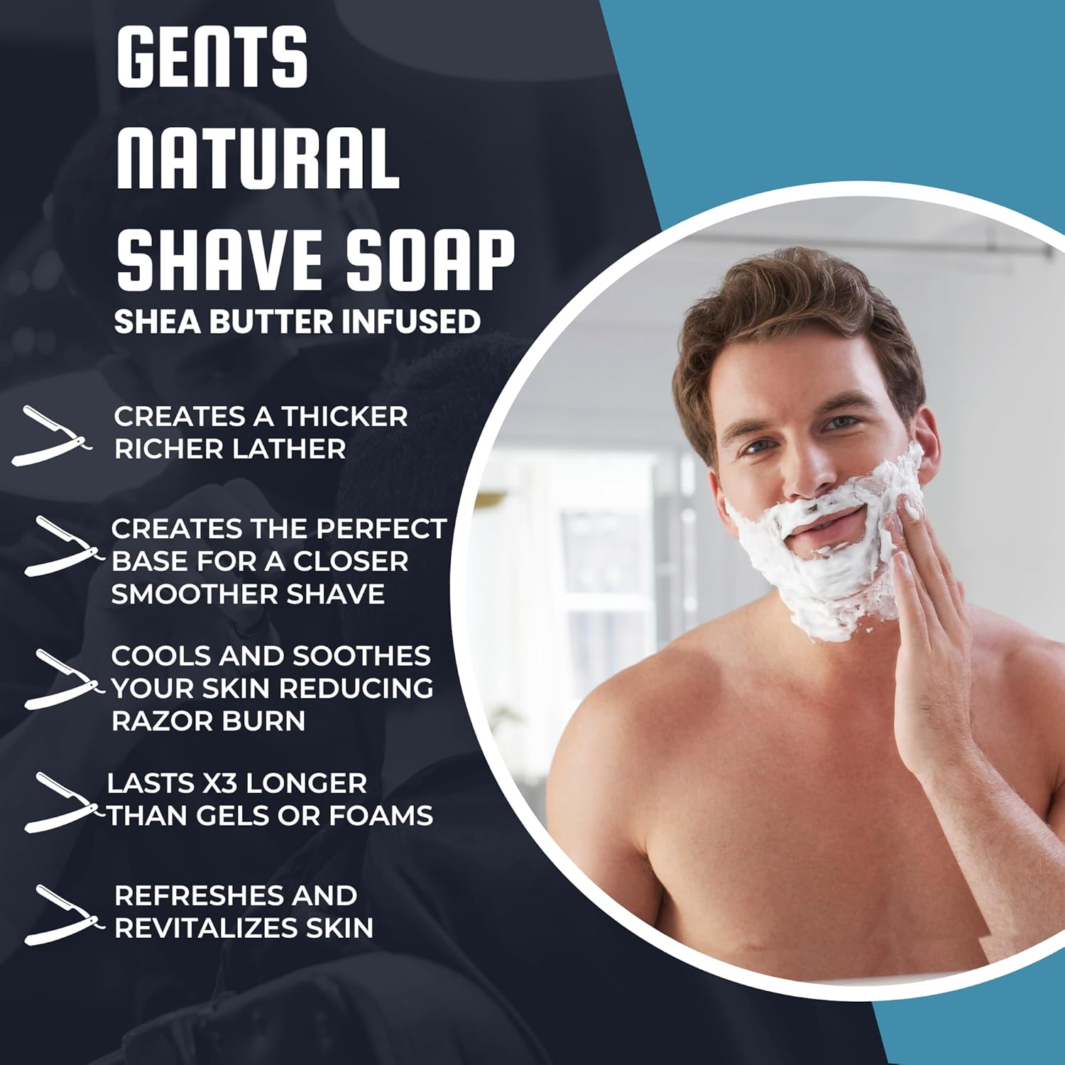GENTS Men's Shaving Soap 97% All Natural Enriched With Shea Butter and Glycerin, Creates Rich Lather Form (6 Pack Variety)