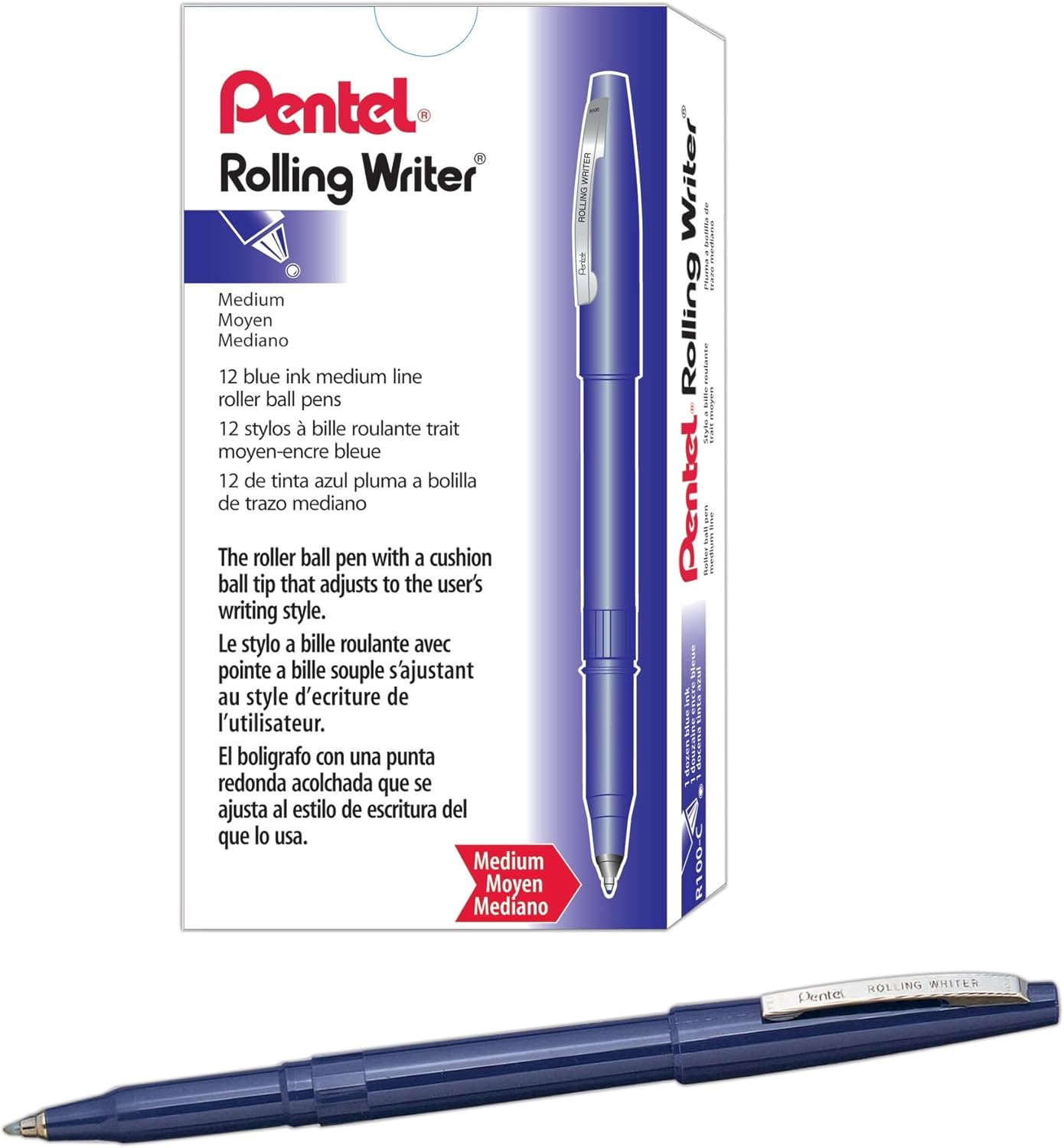 Pentel® Rolling Writer®, ponta média, 0,8 mm, cano azul, tinta