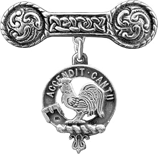 Cockburn Clan Crest Iona Bar Brooch - Sterling Silver