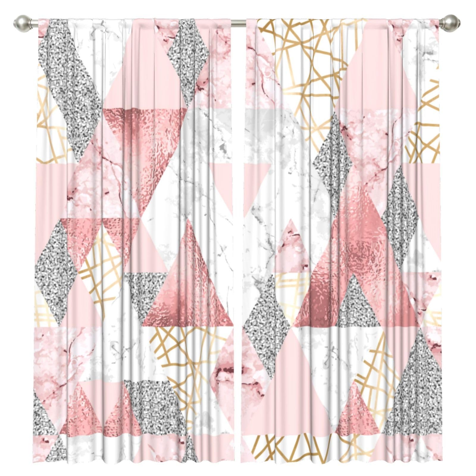 InOmak Modern Geometric Pattern, 2 Panels Window Curtains 52 x 84 Inch Blackout Curtains for Living Room Bedroom
