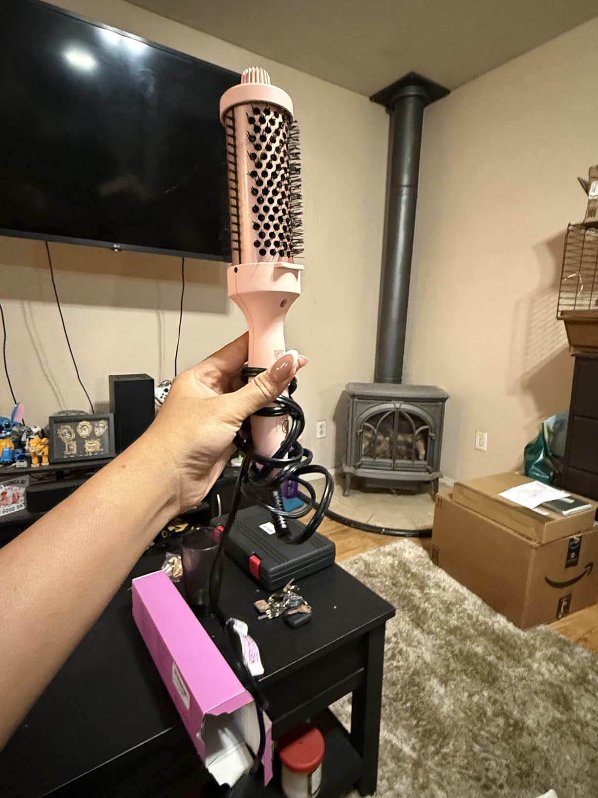 Wavytalk Thermal Brush Blowout Boost Grande, 1.77 Inch Heated Round Brush for Long Hair Blowout, Tourmaline Ceramic Negative Ion Technology Reduce Hair Damage, Dual Voltage Sakura Pink