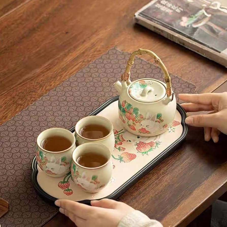 お茶 急須 セット 茶碗 Amazon.co.jp: 急須セット ウサギ/猫柄 急須茶器揃 茶器セット