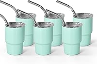 Vista 11 de AGH vaso de chupito de 3 oz, mini vaso con popote y tapa, color rosa, de acero inoxidable, vasos de sublimación con aislamiento al vacío de doble