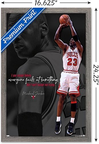 Miniatura 3 de Trends International Michael Jordan - Póster de pared con texto en inglés Can't Accept Not Trying, 14.725 x 22.375 pulgadas, versión enmarcada de