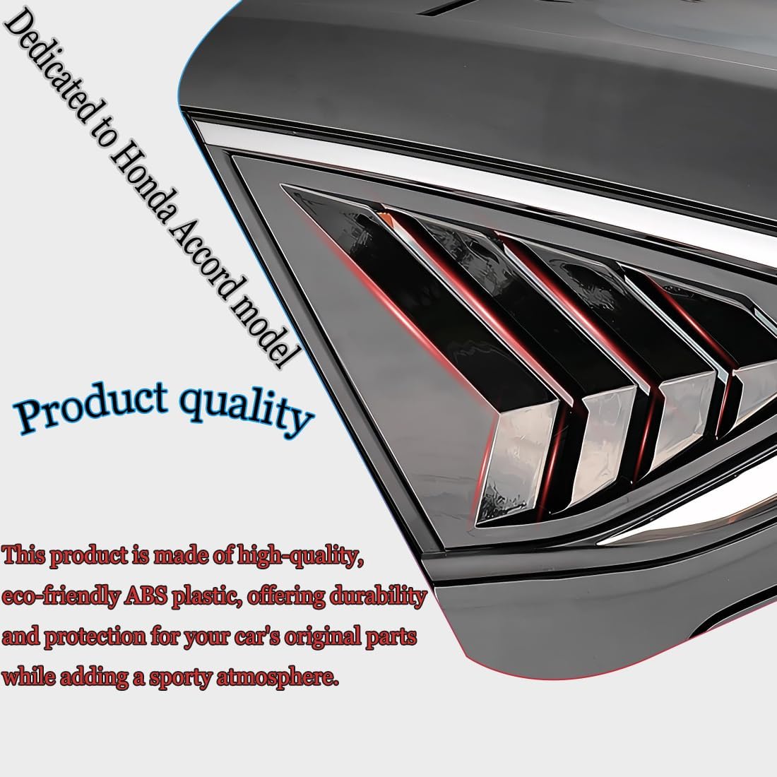 MUXEE for Honda Accord 2023 2024 2PCS Rear Side Window Louvers Air Vent Scoop Shades Cover Blinds Trim - ABS Bright Black Sport Upgrade Trims Interior Accessories.