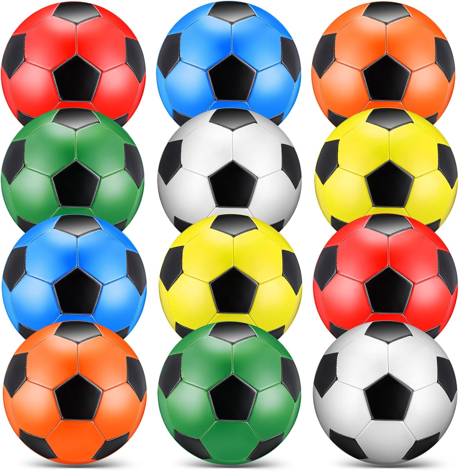 Deekin 12 Pcs Soccer Ball Bulk with Pump Carry Bag