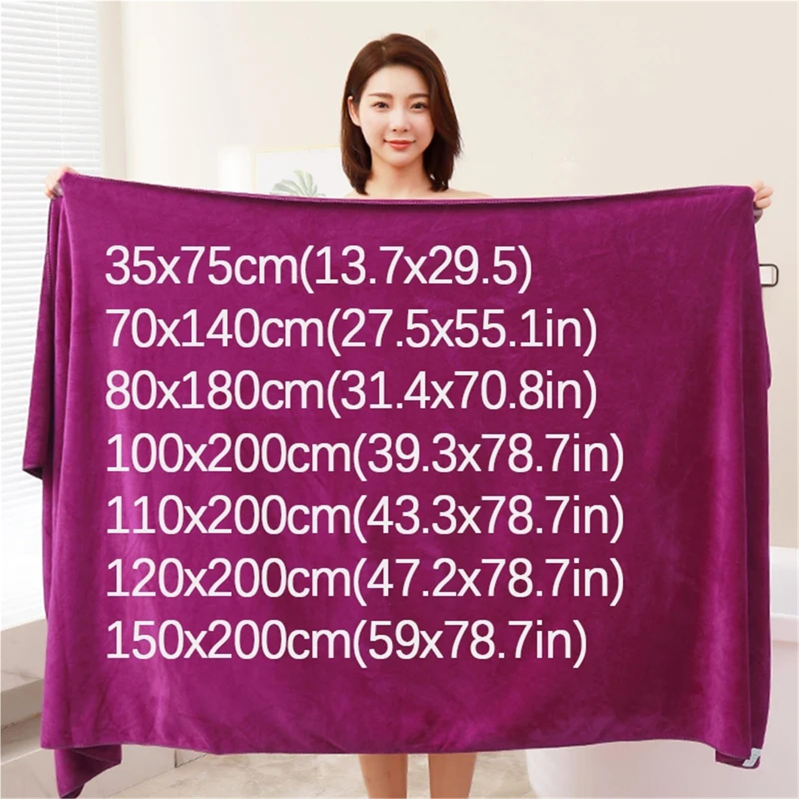 1 asciugamano da bagno in microfibra ispessita, super assorbente e ad asciugatura rapida, multiuso, per viaggi, sport, bagno, bagno (rosso vino, 110 x 200 cm)