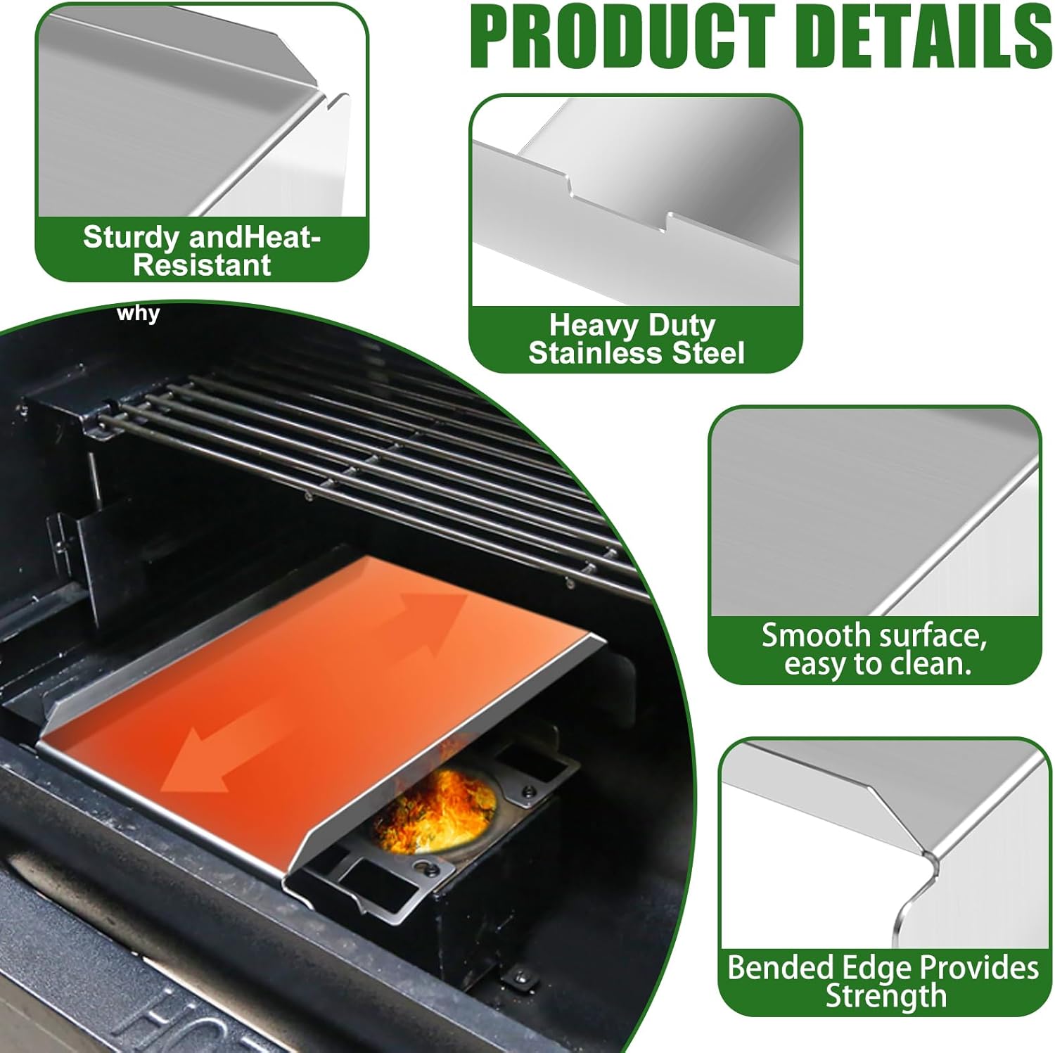 Stainless Steel Heat Baffle Diffuser & Flame Tamer for Pit Boss 700/820/850/1000/1150/1250/1300 Camp Chef, Z Grill, Tex & Lil Tex - Pellet Grill Replacement Part