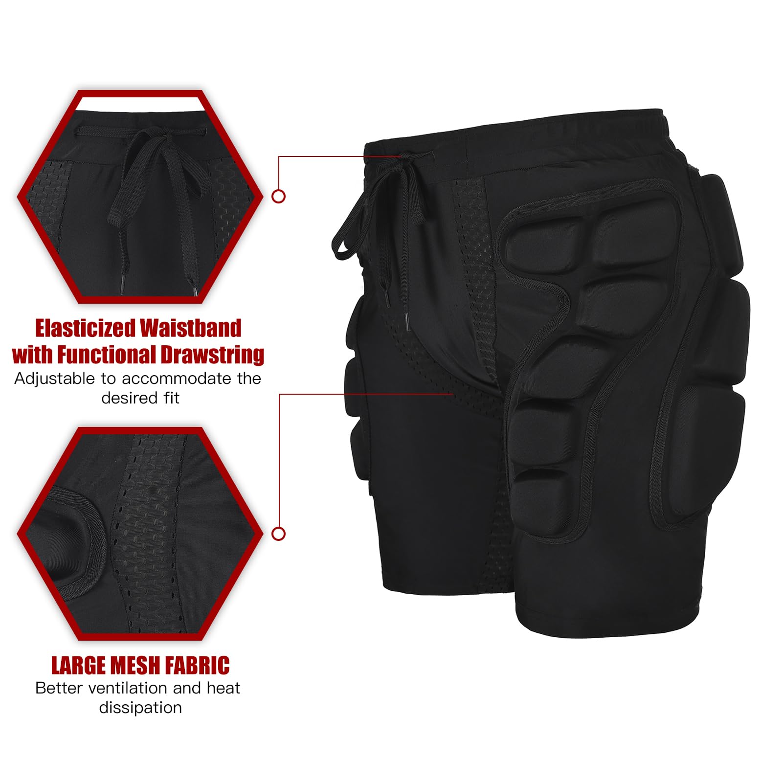 Short de protection rembourré pour snowboard et protection des hanches