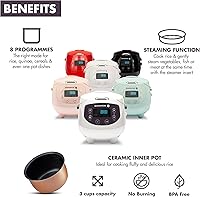 Vista 9 de Reishunger Mini olla arrocera digital y vaporera, color negro con función de mantener el calor y temporizador, 3.5 tazas, pequeña olla arrocera