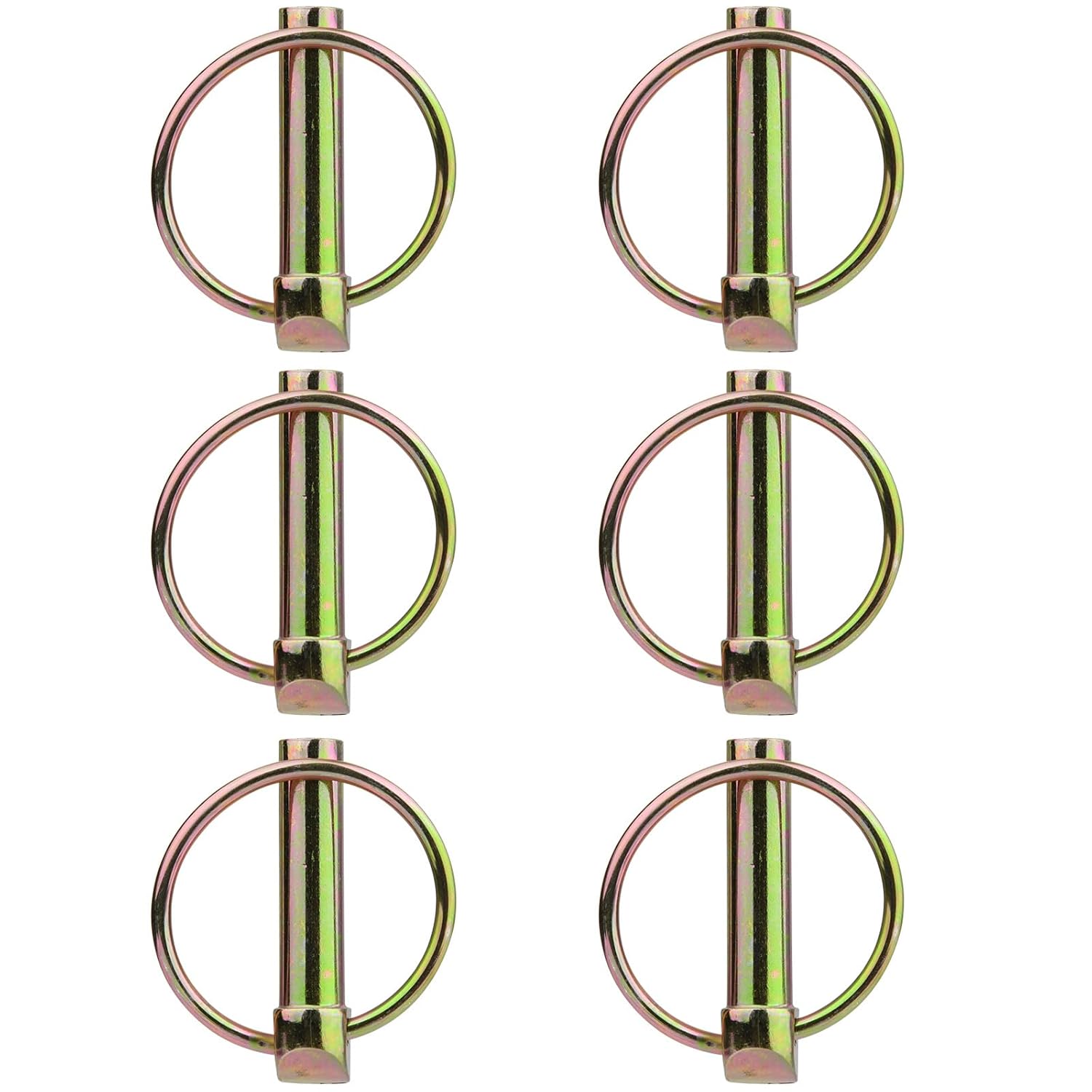 6PCS Heavy Duty PTO and Hitch Lynch Pins, Clip and Cast Iron Pull Ring & Positioning Pin for Trucks, Tractors, Hand Carts, Towing Mowing,Lawn Mowers & Trailers(1/4’’ *1-3/4’’)