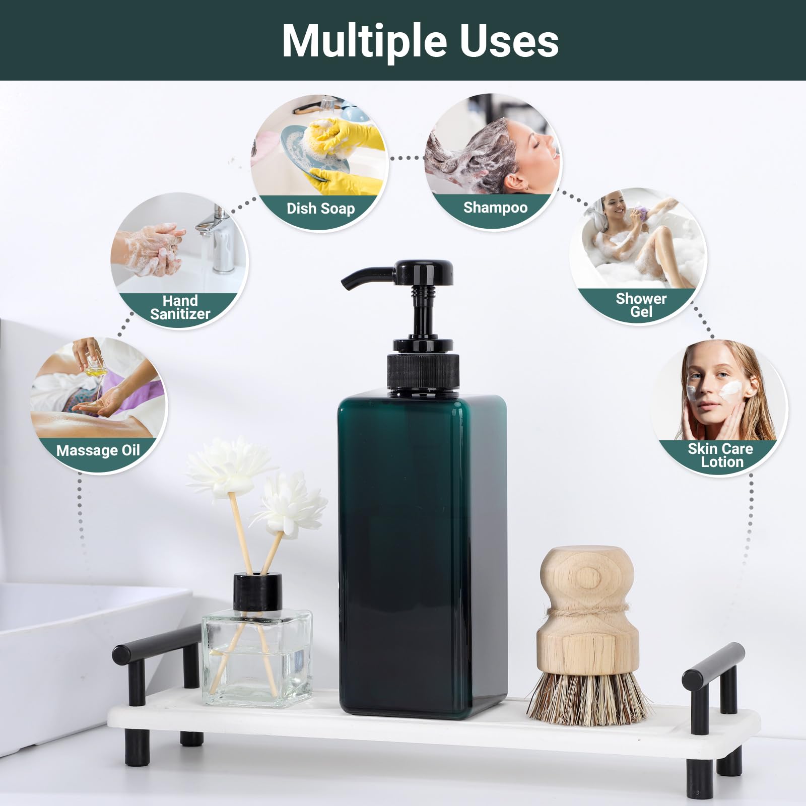 Suream Shampoo-Spender-Flasche – 650 ml, Kunststoff-Körperlotion-Flaschen mit Pumpe, 3 Packungen große Kapazität leere Behälter für Badezimmer, Dusche, Lotion, Flüssigseife, Handpflege, Massageöl