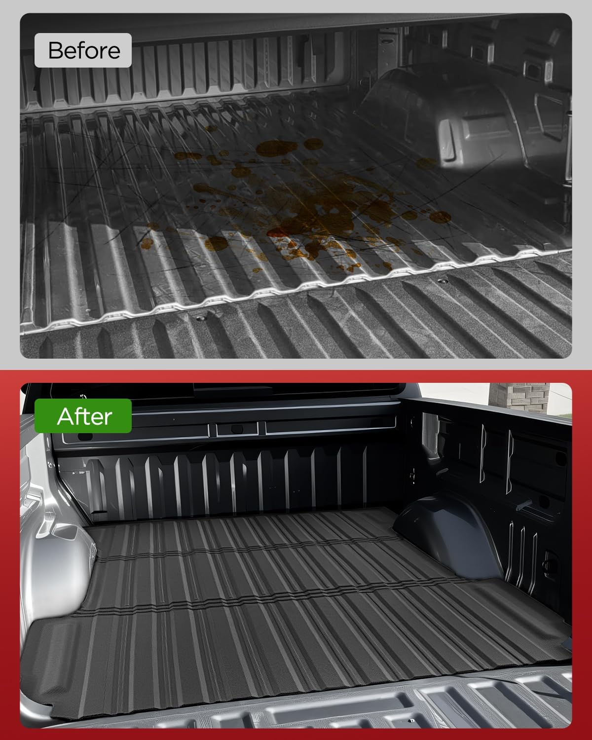 TAPTES Truck Bed Mat & Floor Liners for Chevy Silverado & for GMC Sierra 1500 Crew Cab 2014-2018 ONLY 5.8 FT, Full Set All Weather Car Rubber Carpet Cargo Cover Interior Accessories