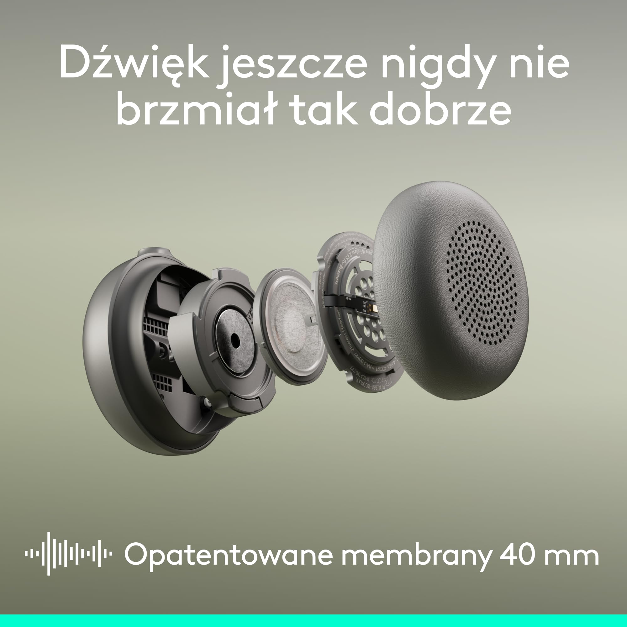 Logitech Zone Wireless 2 ES – bezprzewodowy zestaw słuchawkowy z redukcją szumów i adaptacyjnym hybrydowym ANC, Bluetooth, grafitowy