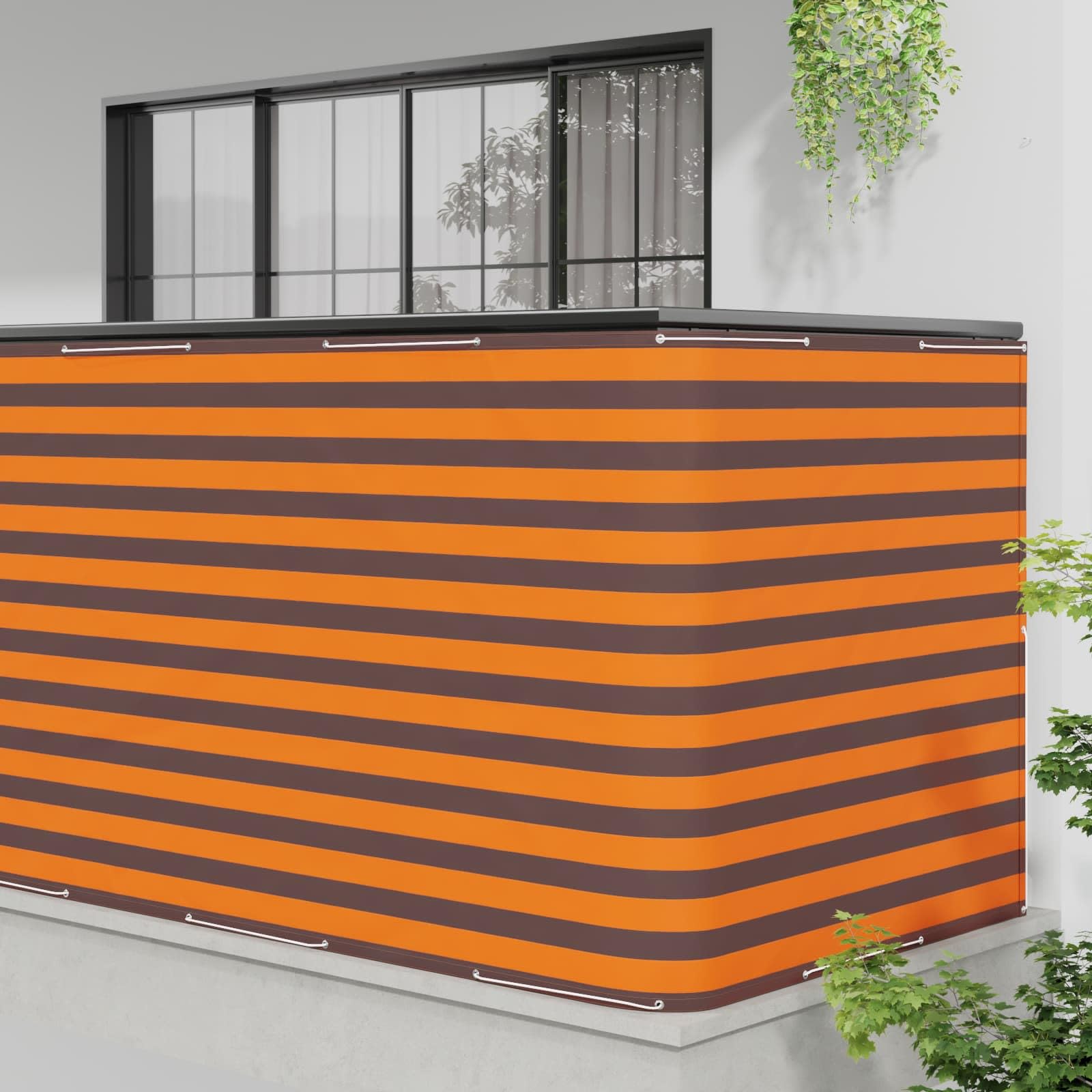 Telo Frangivista in Poliestere per Balcone, Arancione Marrone, 400x150 cm